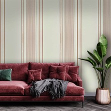 Teodora Bordo Krem Parlak Çizgili Ucuz Duvar Kağıdı 773378