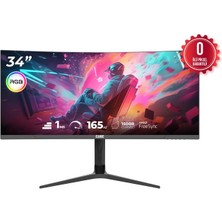 AyrStore 34 Cube PA-34V165C Va 1ms 165HZ HDMI Dp Type-C USB 2k Wqhd 3440X1440 Freesync Curved Yukseklık Ayarı Vesa Rgb Sıyah Gamı