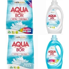 Boron Aquabor Çamaşır Deterjanı Toz ve Sıvı Beyazlar Için 73 Yıkama+ Renkliler Için Toz ve Sıvı 73 Yıkama