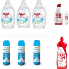 Boron Aquabor Sıvı Deterjan Beyazlar Için 99 Yıkama+ Bulaşık Deterjanı + 3 Adet Dezenfektan