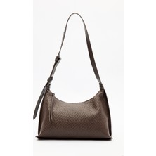 Manuka Dokulu Deri Omuz Çantası Kahverengi