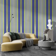 Teodora Mavi Yeşil Fosforlu Şerit Ucuz Duvar Kağıdı 78238