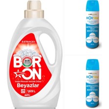 Doğal Sıvı Çamaşır Deterjanı Boron Beyazlar Için 26 Yıkama+ Bortam Dezenfektan 500 Ml*2 Adet
