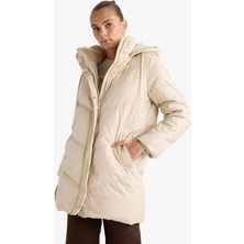 DeFacto Su Geçirmez Relax Fit Suni Kürk Detaylı Kapüşonlu Suni Deri Parka F2884AX26SP