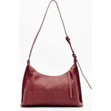 Manuka Dokulu Deri Omuz Çantası Bordo