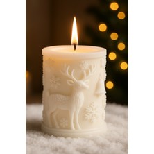 Sorvia Dekoratif Yılbaşı Kar Tanesi Geyik Figürlü Silindir Mum