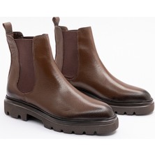 930 Erkek Kalın Tabanlı Tümyüz Lastikli Bot Bs.kahve Deri