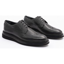 2026 Erkek Siyah Deri Kalın Tabanlı M Model Klasik Ayakkabı