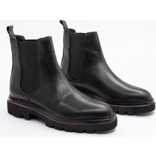 930 Erkek Kalın Tabanlı Tümyüz Lastikli Bot Bs.siyah Deri