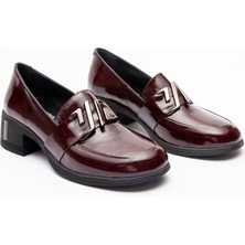 2153 Kadın Bordo Rugan Deri Topuklu Ayakkabı