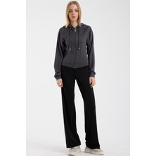 Sementa Yumuşak Dokulu Crop Sweatshirt - Antrasit