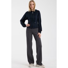 Sementa Yumuşak Dokulu Crop Sweatshirt - Lacivert