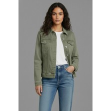 Wkm Kadın Rahat Kesim Çift Cepli Denim Kot Ceket