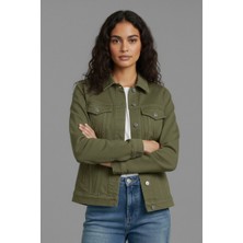 Wkm Kadın Rahat Kesim Çift Cepli Denim Kot Ceket