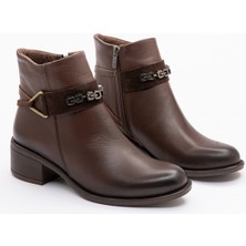 1143/1 Kadın Fantazi Bot Alın Tokalı Kahve Deri