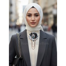 Cash Trade Vintage Kadın Gri Broş. Antik Zincir Detaylı. Yaka Iğnesi