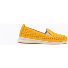 Yt 112/1 Kadın Deri Sarı Renkli Termo Tabanlı Babet