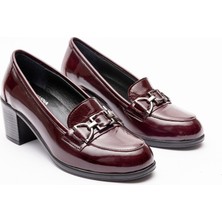 2154 Kadın Bordo Rugan Deri Topuklu Ayakkabı