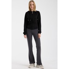 Sementa Yumuşak Dokulu Crop Sweatshirt - Siyah