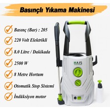 Badem10 Elektrikli Basınçlı Yıkama Su Püskürtme Makinesi 8.0 L/dk 205 Bar Basınç 2500 Watt 8 Metre Hortum