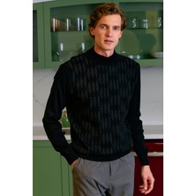 Erkek Yarım Balıkçı Kazak Desenli Çelik Örgü Klasik Kalıp - 5207B