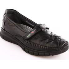 Forelli 29429-G Kadın Siyah Deri Comfort Ayakkabı