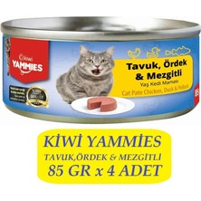 Kiwi Yammies Kiwi KCM-50391 Tavuk-Ördek-Mezgitli Kedi Kon. 4 Adet x 85GR
