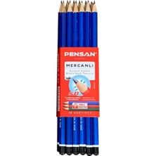 Pensan HB Köşeli Mercanlı Kurşun Kalem 12'li