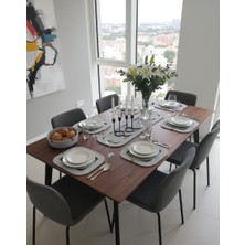 Mtg Jüt Tasarım El Emeği Doğal Jüt Kordon Halattan Açık Gri Renk Amerikan Servis Takımı / 6 Adet Supla / 1 Adet Runner / 1 Adet Ekmek Sepeti