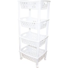 İsmiyle Al 4 Katlı Sepet Düzenleyici - Raf Ünitesi Tekerlekli 400X295X960MM (5067)
