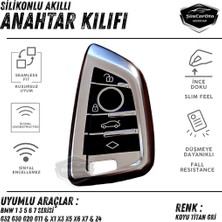 Caralp Bmw 1 3 5 6 7 Serisi G32 G30 G20 G11 & X1 X3 X5 X6 X7 & Z4 M Uyumlu Silikon Anahtar Kılıfı Oto Anahtar Kabı Darbe Emici Anahtarlık Koyu Titan Gri