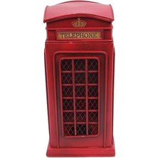 Costurera Dekoratif Metal Telefon Kulübesi Kumbaralı Biblo Hediyelik Kumbara