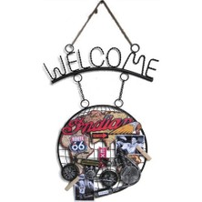 Costurera Dekoratif Metal Kapı Welcome Motosiklet Dekorlu Hediyelik