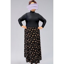 Beluna Tekstil Parçalı Uzun Namaz Etek, Viskon Çiçek 8 Parça Uzun Kadın Etek