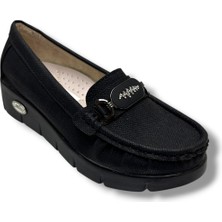 Cakgo C-Shoes SL422-26 Baskı Kot Deri Zikzak Taşlı Toka Comfort Kadın Ayakkabı