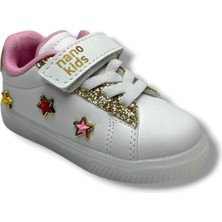 Nano Kids 1893-26 Cilt Deri Anatomik Işıklı Kız Çocuk Spor Ayakkabı Beyaz Altın 26-30