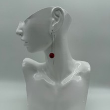 Mare Accessories Kırmızı Taşlı Uzun Zincir Sallantılı Küpe