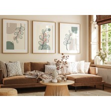 Pam Studio Pastel Yaprak Desenli 3’lü Duvar Tablosu – Modern Minimal Ahşap Çerçeveli Set