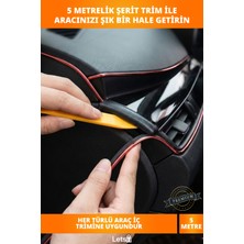 Letsii Modern Esnek PVC Araba Dekorasyon 5 Metre Şerit Trim Kırmızı Mavi Gümüş