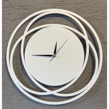 Nuvori Beyaz Orbıt Özel Tasarım Metal Saat - Dekoratif Sessiz Çalışan Duvar Saati - Büyük Boy 40CM