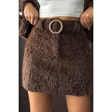 H1Style Etek Tüylü Kemerli Kısa