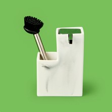 Arow Marmo Fırçalı Sıvı Sabunluk Seti - Gri / Siyah