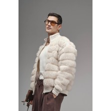 Akçaylar Oversize Fermuar Kapamalı Dik Yaka Astarsız Peluş Ceket