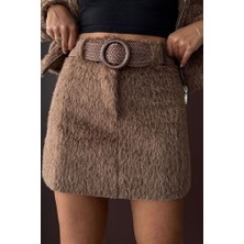 H1Style Etek Tüylü Kemerli Kısa