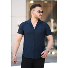 Erkek Kısa Kollu Örme Kumaş Pamuklu Gömlek