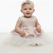 Minimony Kız Bebek Özel Gün Parti Elbisesi 0-2 Yaş Saç Bantlı Katlı Abiye Elbise 1037