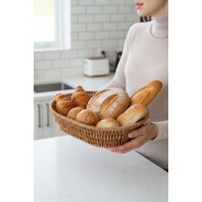 Atbyhome Rattan Piknik Hasır Ekmek Sepeti Meyve Sebze Sepeti Plastik Örme