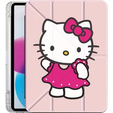 Senada iPad Pro 12.9 2020 (4.nesil) Kılıf Desenli Uyku Modlu Kalem Bölmeli Standlı Kitty