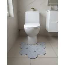 Mtg Jüt Tasarım El Emeği Jüt Kordon Halattan Açık Gri Klozet Paspası Banyo paspası
