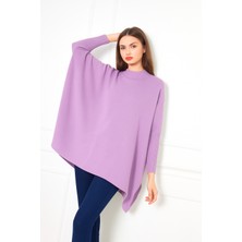 Comstar Kadın Yandan Yırtmaçlı Oversize Panço Kazak